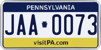 PA license plate JAA0073