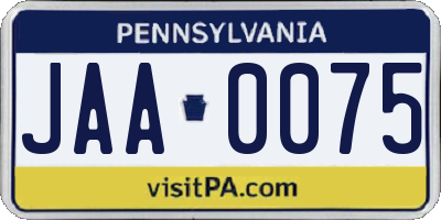 PA license plate JAA0075