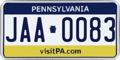 PA license plate JAA0083