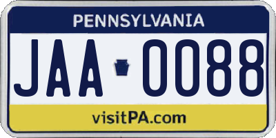 PA license plate JAA0088