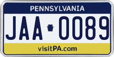 PA license plate JAA0089