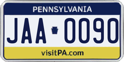 PA license plate JAA0090