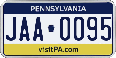 PA license plate JAA0095