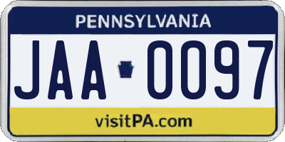 PA license plate JAA0097