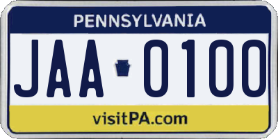 PA license plate JAA0100