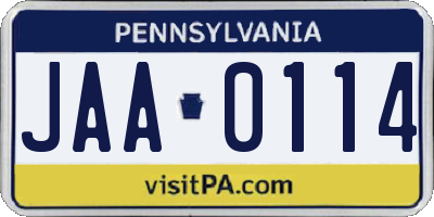 PA license plate JAA0114