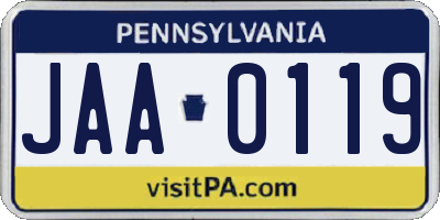 PA license plate JAA0119