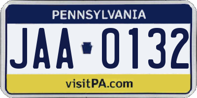 PA license plate JAA0132