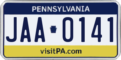 PA license plate JAA0141