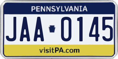 PA license plate JAA0145