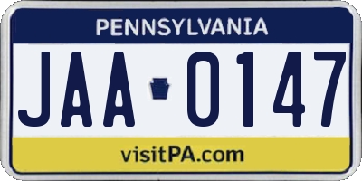 PA license plate JAA0147