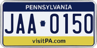 PA license plate JAA0150