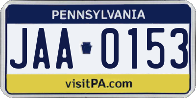 PA license plate JAA0153