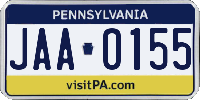 PA license plate JAA0155