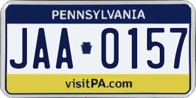 PA license plate JAA0157