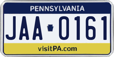 PA license plate JAA0161