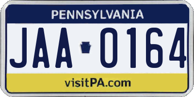 PA license plate JAA0164