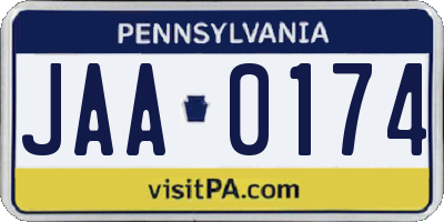 PA license plate JAA0174