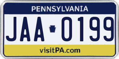 PA license plate JAA0199