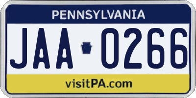 PA license plate JAA0266