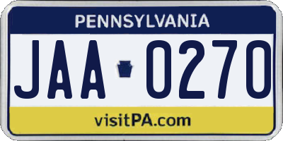 PA license plate JAA0270