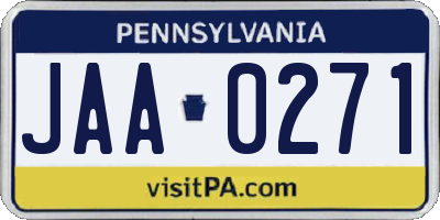 PA license plate JAA0271