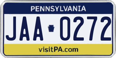 PA license plate JAA0272