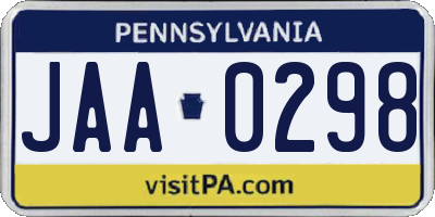 PA license plate JAA0298