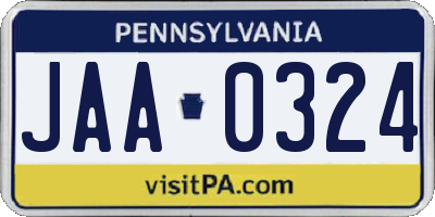 PA license plate JAA0324