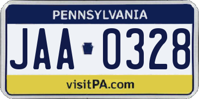 PA license plate JAA0328