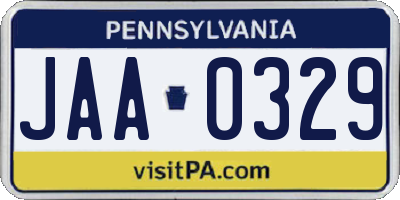 PA license plate JAA0329