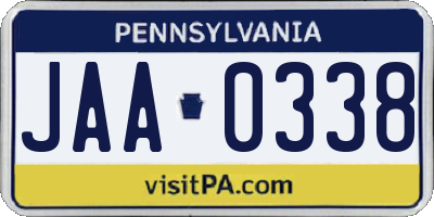 PA license plate JAA0338