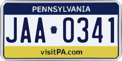 PA license plate JAA0341