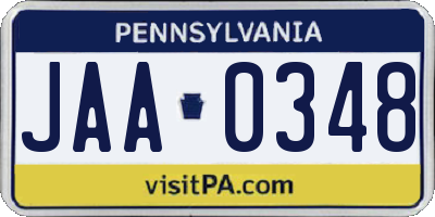 PA license plate JAA0348