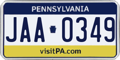 PA license plate JAA0349