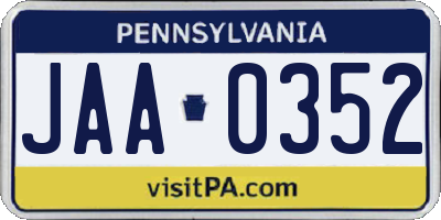 PA license plate JAA0352