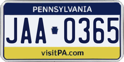 PA license plate JAA0365