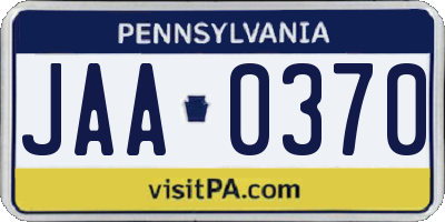 PA license plate JAA0370