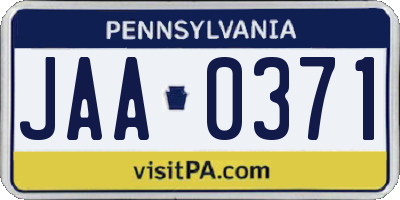 PA license plate JAA0371