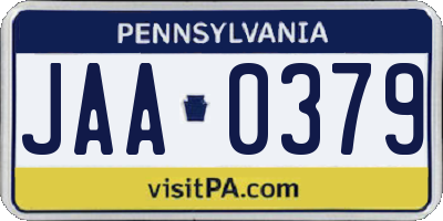 PA license plate JAA0379