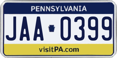 PA license plate JAA0399