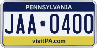 PA license plate JAA0400