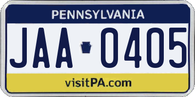 PA license plate JAA0405