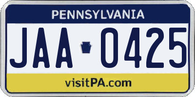 PA license plate JAA0425