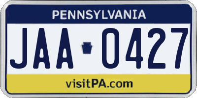 PA license plate JAA0427