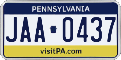 PA license plate JAA0437