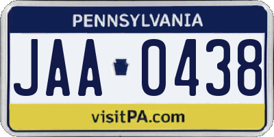 PA license plate JAA0438