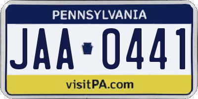 PA license plate JAA0441