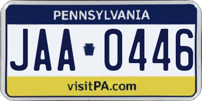 PA license plate JAA0446