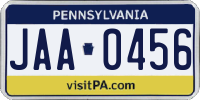 PA license plate JAA0456